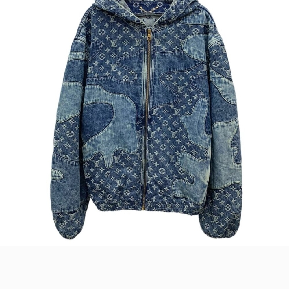 Louis Vuitton Blue Monogram Patchwork Denim Hooded Jacket